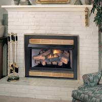 Vanguard Vent-Free Gas Fireplace Insert w/ Remote Ready Golden Oak Logs , Tstat Blower - VI33NRB / V