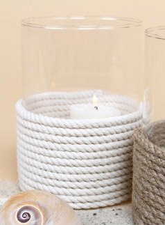 Glass Large Votive Candle with Rope