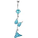 Aqua and White Polka Dot Bikini Belly Ring