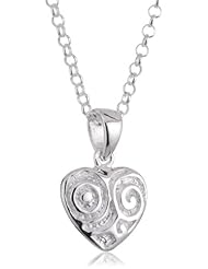 VINANI brand Germany 925 Sterling Silver Women Pendant Heart Romance Love with Cable Link Chain Necklace ARH-T