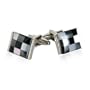 Hematite, Onyx, and Mother of Pearl Cufflinks in Silver Setting with Gift Box