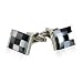 Hematite, Onyx, and Mother of Pearl Cufflinks in Silver Setting with Presentation Box