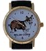 Corgi watch classic size 1.1/4 inch dial. Gold tone case Black leather band. Quartz Two Year warranty