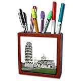 Vacation Spots - Tower Of Pisa Italy - Tile Pen Holders-5 inch tile pen holder