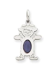 Genuine IceCarats Designer Jewelry Gift 14K White Gold Girl 6X4 Oval Genuine Sapphire-September