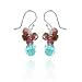 Silver drop earring pink tourmaline blue topaz
