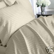 1200 Thread Count 4pc King Size Bed Sheet Set 100% Egyptian Cotton, Sateen Stripe, Deep Pocket, 1200 TC, Stripe Beige-Tan