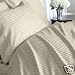 1200 Thread Count 4pc King Size Bed Sheet Set 100% Egyptian Cotton, Sateen Stripe, Deep Pocket, 1200 TC, Stripe Beige-Tan - By The Sheet & Duvet Store
