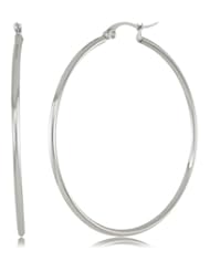 Stainless Steel Rounded Hoops Earrings, 40Mm
