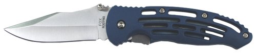 Klappmesser, Einhand, blau, geschlitzter Griff, Gürtelclip