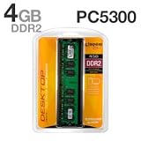 Kingston ValueRAM 4GB Kit (2x2GB) 667MHz DDR2 DIMM 240-pin Desktop Memory KVR667D2K2/4GR (Retail)