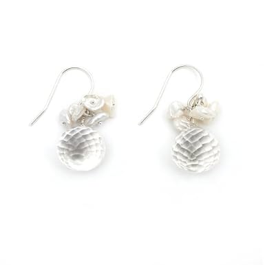 Rock Crystal and Keshi Pearl Earrings by Mounir||RF10F