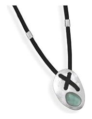 Sterling Silver 925 Ancient Sea Green Roman Glass Yin Yang Black Suede Cord Pendant Necklace Handmade In Israel, Comes Boxed With Certificate Of Authenticity