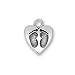 Sterling Silver Charm Heart With Baby Feet - Newborn - New Mom