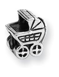 Baby Carriage Charm in Silver for 3mm Charm Bracelets