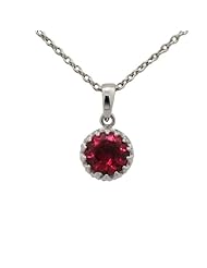 Sterling Silver Ruby Crown Pendant Necklace