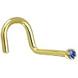 Solid 18KT Yellow Gold (September) 1.5mm Genuine Blue Sapphire Right Nostril Screw- 20 Gauge