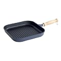 Karcher 122128 Aluguss Grillpfanne mit Holzgriff, dunkelblau