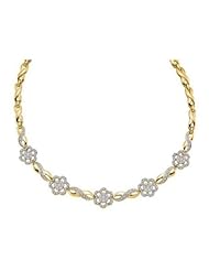 2 cttw 14k Yellow Gold Diamond Bridal Flower Art Nouveau Necklace Infinity Links (Real Diamonds: 2 cttw)