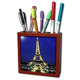 Vacation Spots - Eiffel Tower - Tile Pen Holders-5 inch tile pen holder