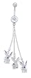 Clear and Blue Dangling Bunny Belly Ring