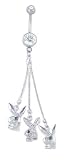 Clear and Blue Dangling Bunny Belly Ring