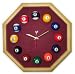13in Octagon Billiard Clock Oak & Wine Mali Felt Product Category: Game Room Products > Billiards > Felt Clocks