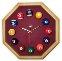 13in Octagon Billiard Clock Novelty Clocks