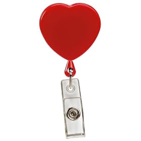 RETRACTABLE BADGE HOLDER CORD EXTENDS TO 23" RED HEART DESIGN