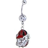 NCAA Georgia BULLDOGS Double Crystalline Gem Belly Ring