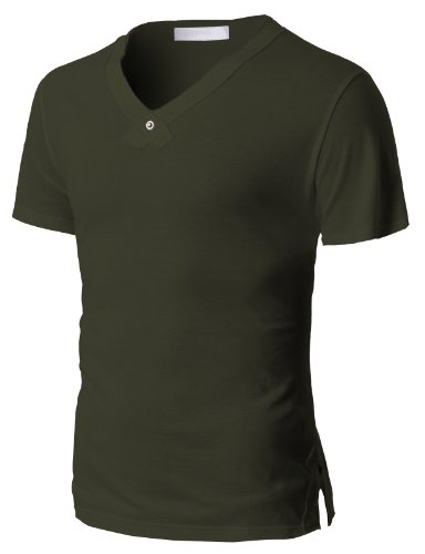 H2H Men's Vintage Eyelet T-Shirts with V-Neck Short Sleeve