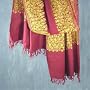 Wool shawl, 'Wine Floral Drama'