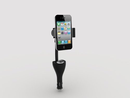 PUREX DLX-45 Dual USB Car Charger & Mount with built-in cigarette lighter socket for Smartphone (iphone, Samsung Galaxy S, Galaxy NOTE I/II, HTC, Nokia, LG)