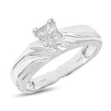 1/4 CT. T.W. Princess Cut Diamond Ladies' Engagement Ring 10K White Gold Women's Engagement Ring - Free Gift Box -