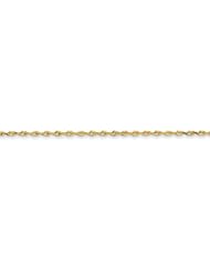 14k Yellow Gold 10.00 Inches 2.50mm Wide D/C Extra-Light Rope Chain Anklet. Weight: 3.16 Grams - 30 Day Money Back Guarantee