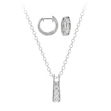 31 XT%2BJKeAL. SL160  Sterling Silver CZ Stone Journey Pendant and Huggie Earrings Set