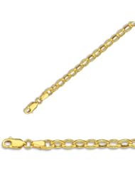 7" 14K Yellow Gold 4.6mm (3/16") Polished Diamond Cut Oval Rolo Chain w/ Lobster Clasp