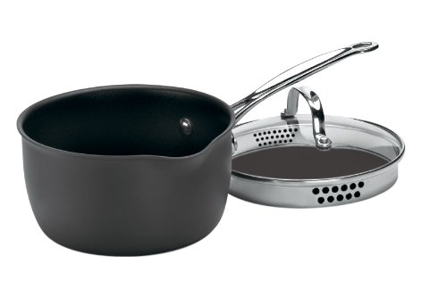 Cuisinart Chefs Classic Non-Stick Hard Anodised Sauce Pan with Lip and Glass Lid, 18cm