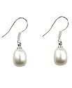 Preciozzo Boucles d'oreilles perle blanche naturelle sur Argent massif 925