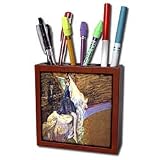 Florene Art Deco and Nouveau - Laurtecs Lady On Horse Painting - Tile Pen Holders-5 inch tile pen holder