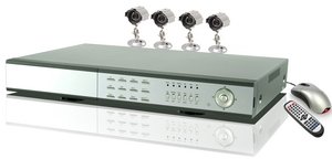 Q-See 4 Channel H.264 Pentaplex Network DVR Remote Internet Monitoring with 250 GB HDD & 4 Sony Sensor Color CCD Night Vision Cameras