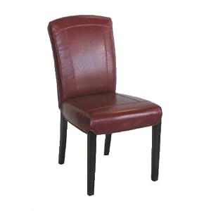 6 Red Carmen Leather Parsons Dining Room Chairs Set by Blue Concept