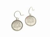 Engraved Lotus Quartz Crystal Earrings in Silver by Me & Ro