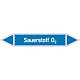 Rohrleitungskennz/Pfeilschild Bogen Gr0 Sauerstoff(blau),Folie gest,7,5x1,6cm Version: P0003 - Sauerstoff O2 P0003
