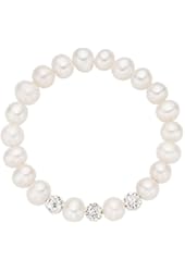 Cultured Freshwater Pearl Baby Stretch Bracelet with White Crystals - Perfect Birthday Gift