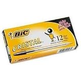 Cristal Stic Ballpoint Pen,Med Point,1.0mm,Black Ink,Clear Barrel,Pocket Clip BICMS11BK