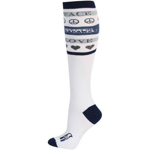 Seattle Seahawks Ladies Peace and Love Metallic Knee Socks