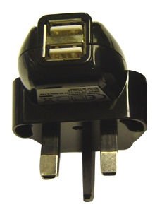 U-bop Twin-Port Mains USB Travel Charger (Black) (CE | FCC | RoHS certified) | Apple iPad | iPad 2 (All Generations)