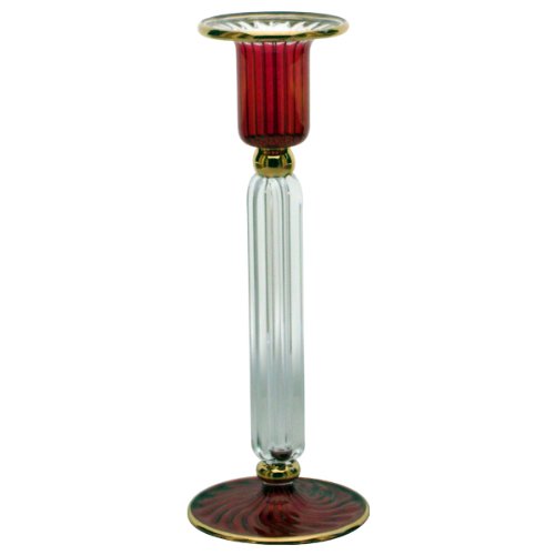 Ribbed Hand-Engraved Glass Candle - G121