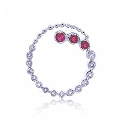 Ruby & Diamond Journey Circle of Love Pendant in White Gold
